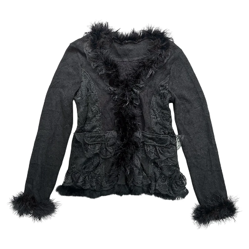 Weekend Offers That Excite Fur Lace Trim Knit Cardigan