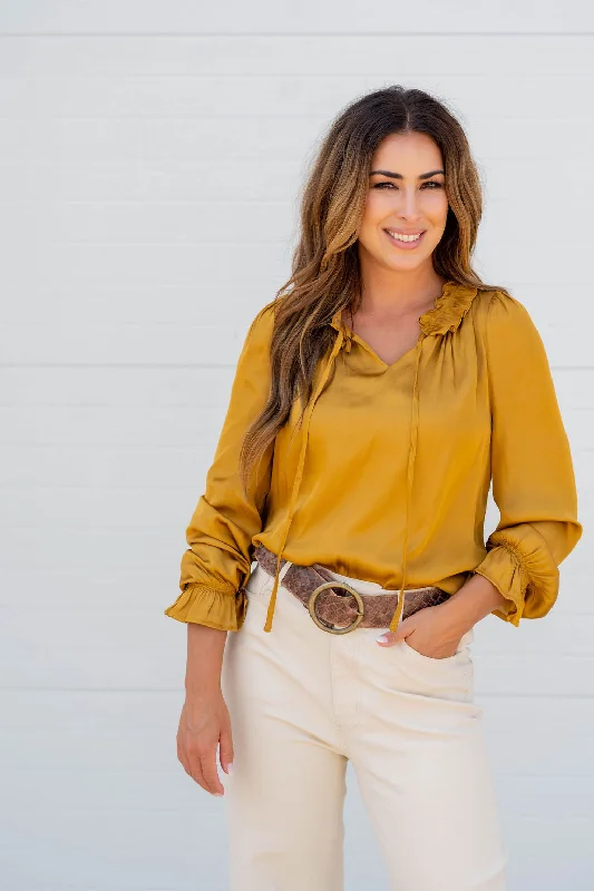 Take Advantage Ruffle Sleeve V-Neck Blouse