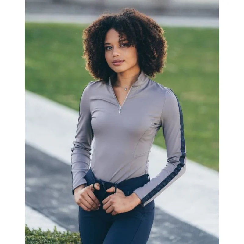 Weekend Bargains to Snag Equestrian Stockholm Long Sleeved Power Top BLUE ASH
