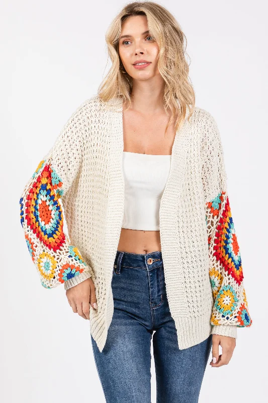 Cash Savings Cream Sleeve Crochet Cardigan