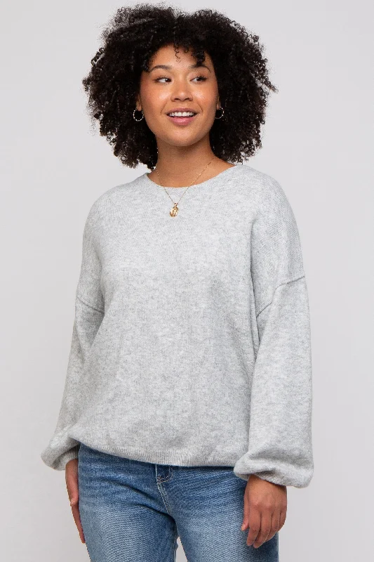 Weekend Specials You Can't Miss Heather Grey Basic Drop Shoulder Sweater
