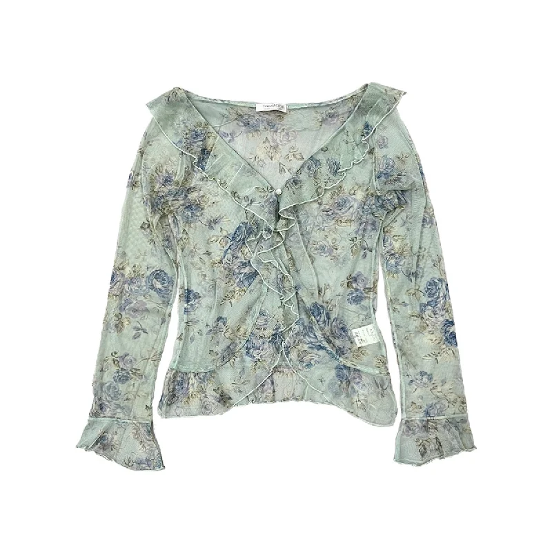 Fantastic Savings Floral Mesh Ruffle Cardigan