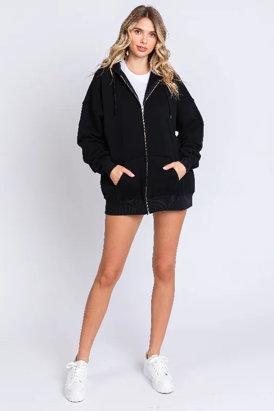 Weekend Offers That Shine Black Hooded Jacket