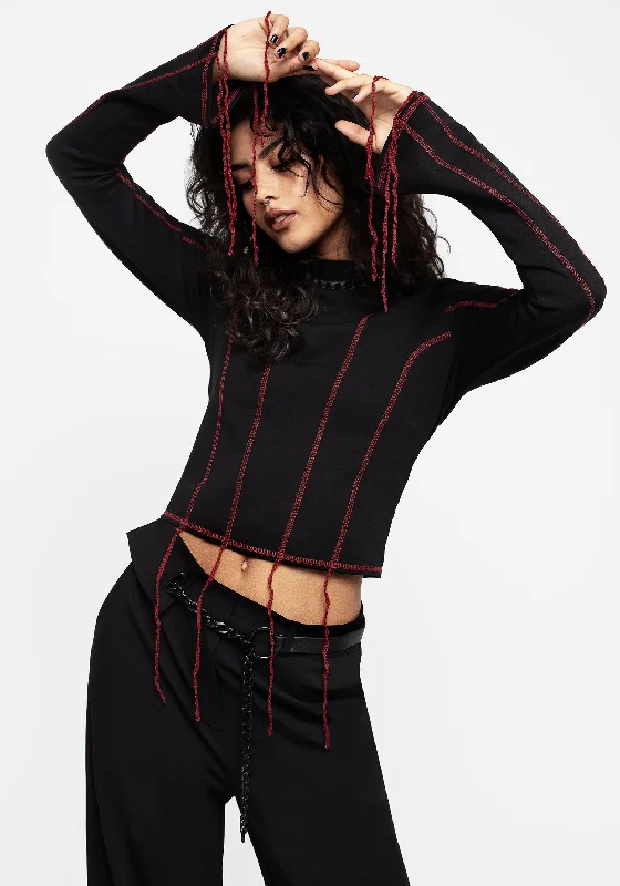 Bargain Alert Lissa Contrast Stitch Long Sleeve Top