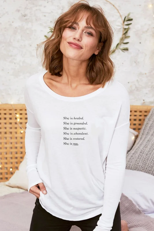 Weekend Specials Just for You "She is You" Original Ribbed Long Sleeve Tee