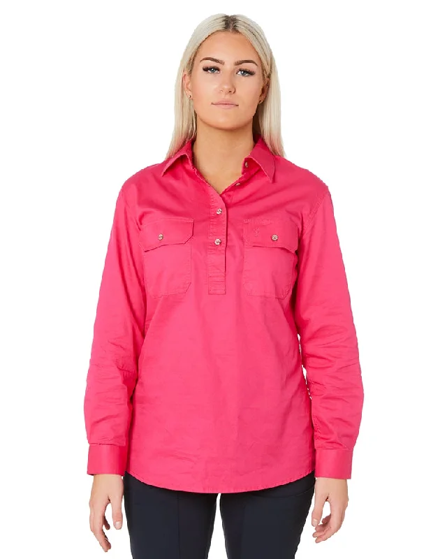 Big Savings Ladies Closed Front Shirt LS - Pink
