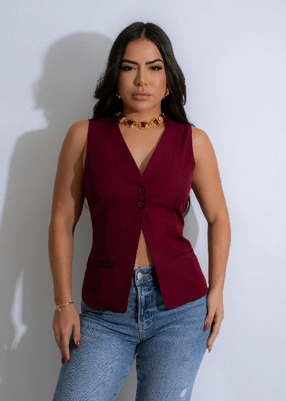 Take Action Heritage Chic Long Top Red