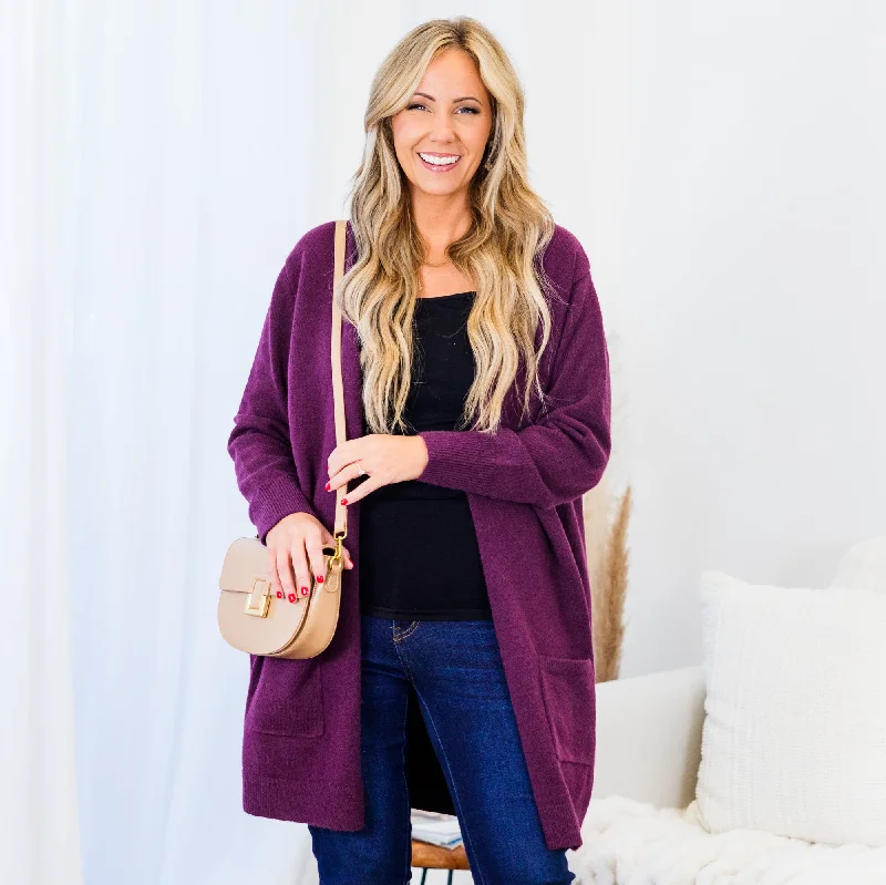 Weekend-Only Price Drops Bundled Up In Joy Cardigan, Plum