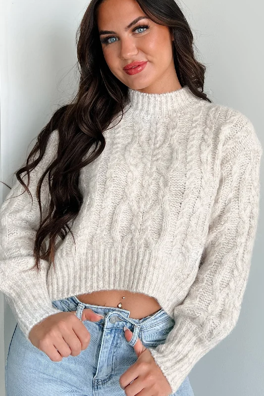Weekend Deals to Make You Smile Banff Babe Cable Knit Sweater (Oatmeal)