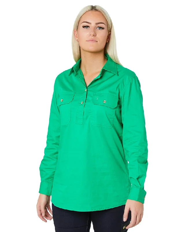 Deep Savings Ladies Closed Front Shirt LS - Emerald