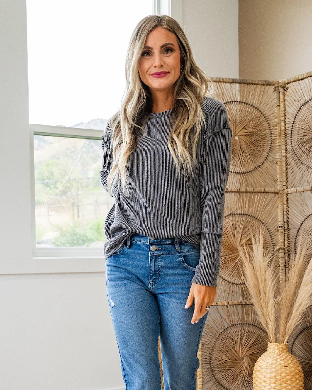 Daily Special Leilani Corded Top - Charcoal