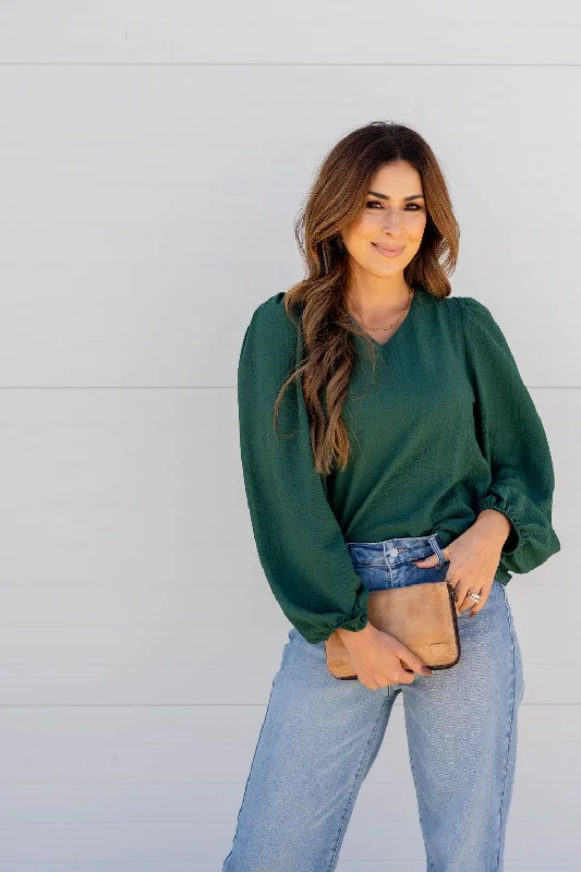 Weekend-Only Price Drops Textured Balloon Sleeve Blouse