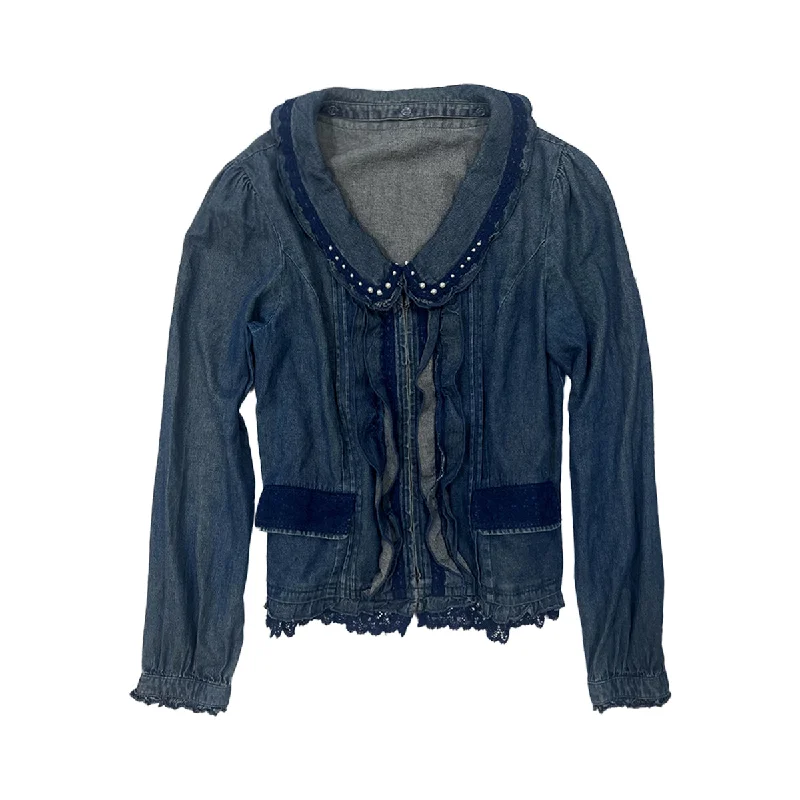 Massive Savings Pearl Ruffle Denim Blazer