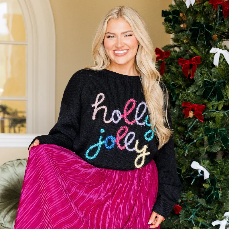 Quick Sale Holly Jolly All The Way Sweater, Black