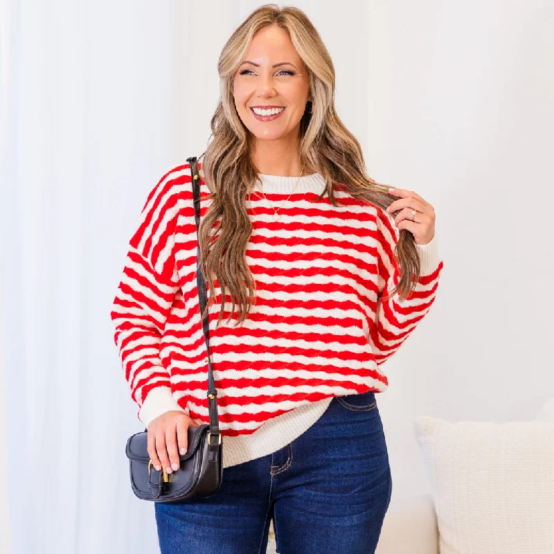 Big Savings Peppermint Twist Sweater, Red-White