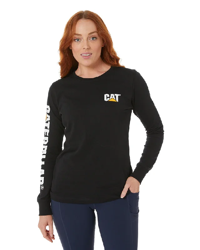 Limited Offer Womens Trademark Banner LS Tee - Black
