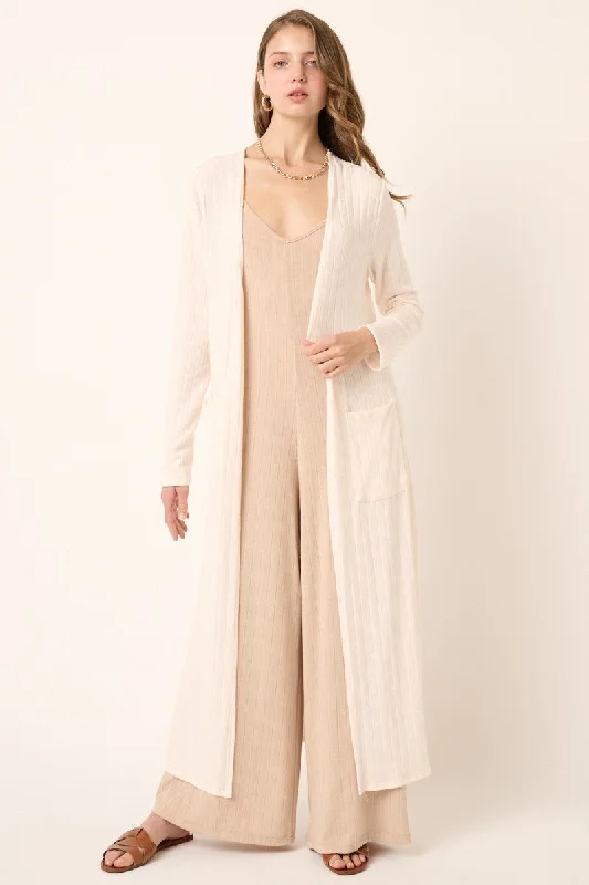 Sale Event Ivory Rib Knit Long Cardigan