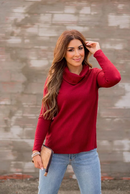 Now Available Heavily Ribbed Cowl Neck Tee