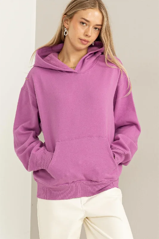 Best Seller Lavender Front Pocket Hooded Fleece Sweatshirt