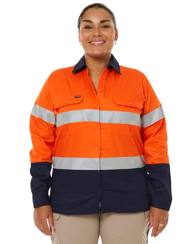 The Best Prices 3M Taped Hi Vis Cool Lightweight LS Shirt - Orange/Navy