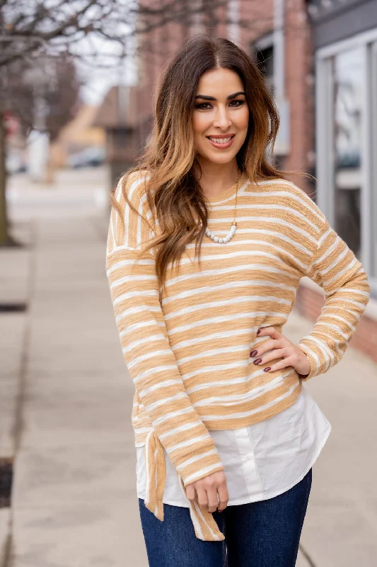 Weekend Deals to Make You Smile Blouse Bottom Striped Terry Tee