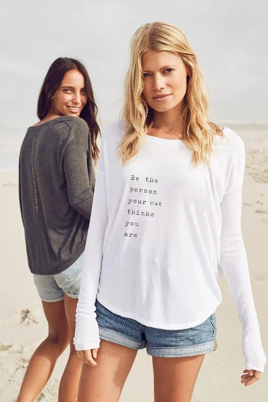 Weekend Deal "Cat Thinks You Are" Original Ribbed Long Sleeve Tee
