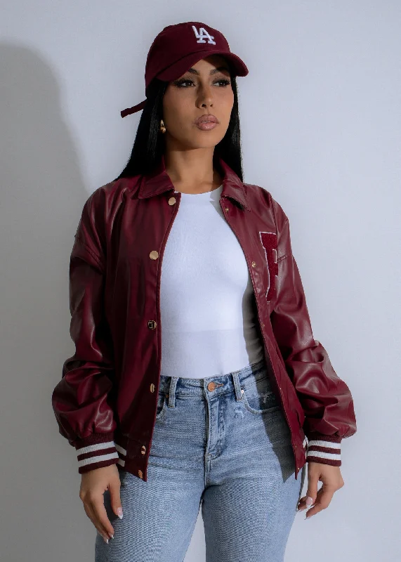 Make Your Weekend Count with Savings Campus Crush Faux Leather Jacket Red