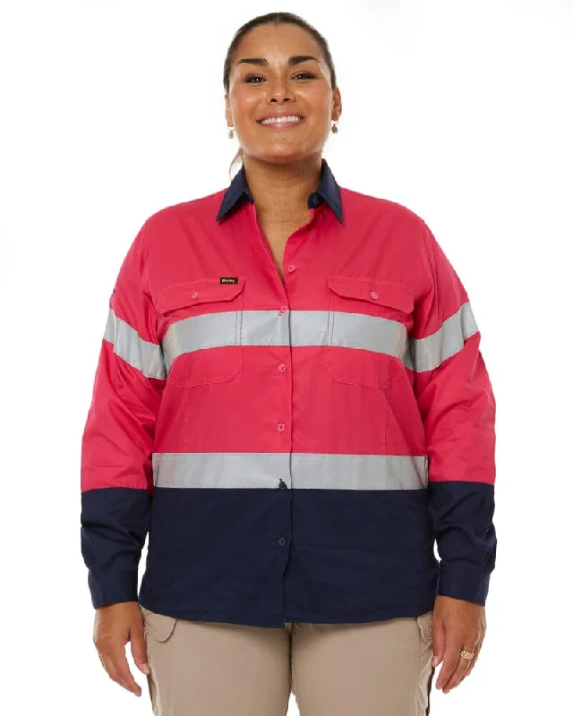 Low Cost 3M Taped Hi Vis Cool Lightweight LS Shirt - Pink/Navy