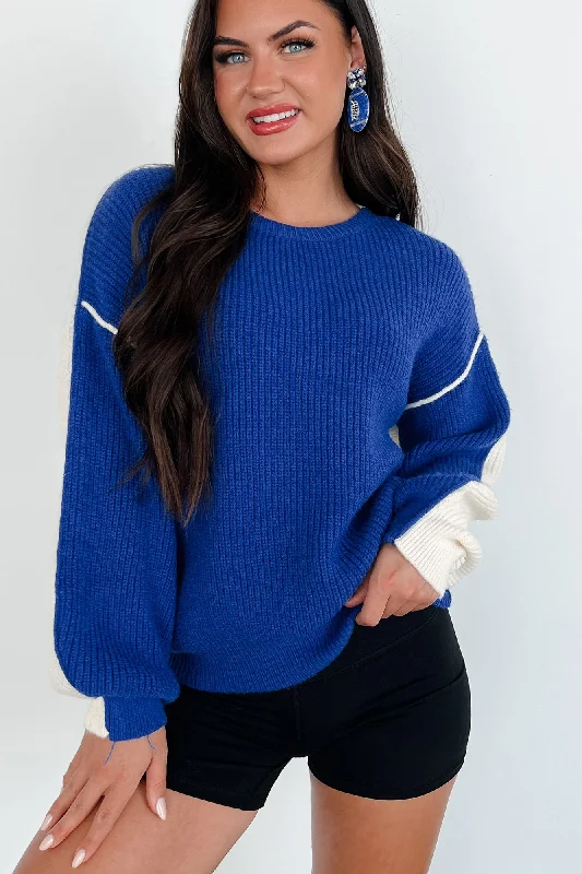 Weekend Special Competitively Cute Colorblock Sweater (Blue/Ivory)