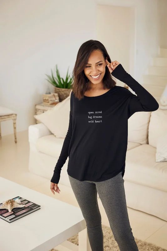 Weekend Bargains to Enjoy "Open Mind" Original Ribbed Long Sleeve Tee