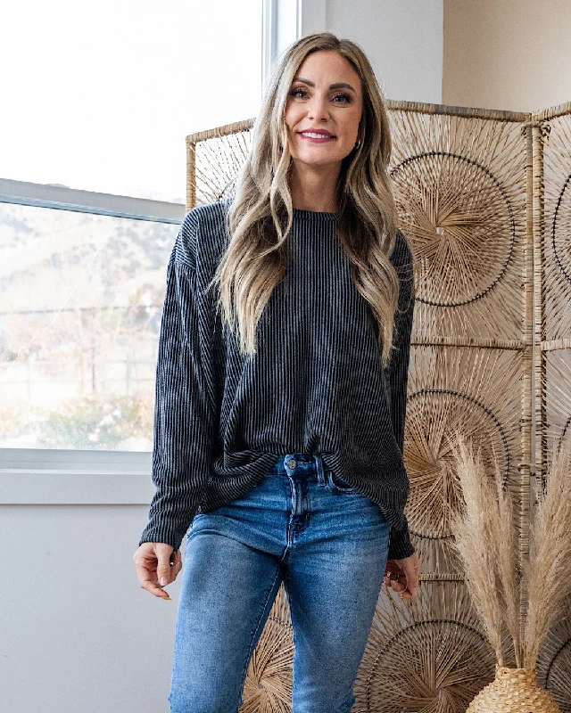 Weekend Discounts Worth Grabbing NEW! Kylee Corded Drop Shoulder Top - Black