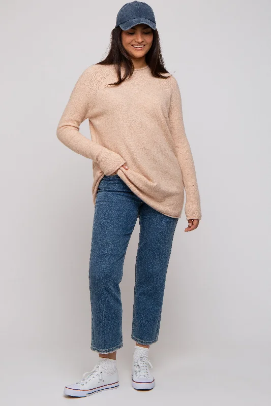 Weekend Deals That Thrill Beige Brushed Knit Sweater