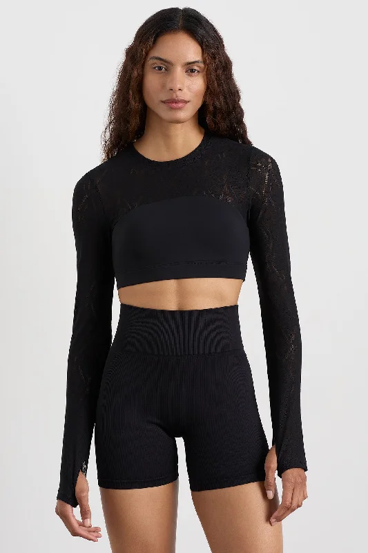 Massive Savings Long Sleeve Mesh Crop Top 356