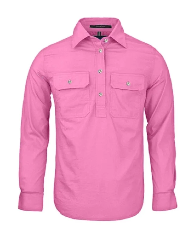 Extra Discount Ladies Closed Front Shirt LS - Blush