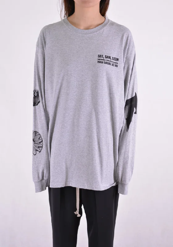 Big Deal PAULA CANOVAS DEL VAS AT004 LONG SLEEVE PRINTED T-SHIRT GREY
