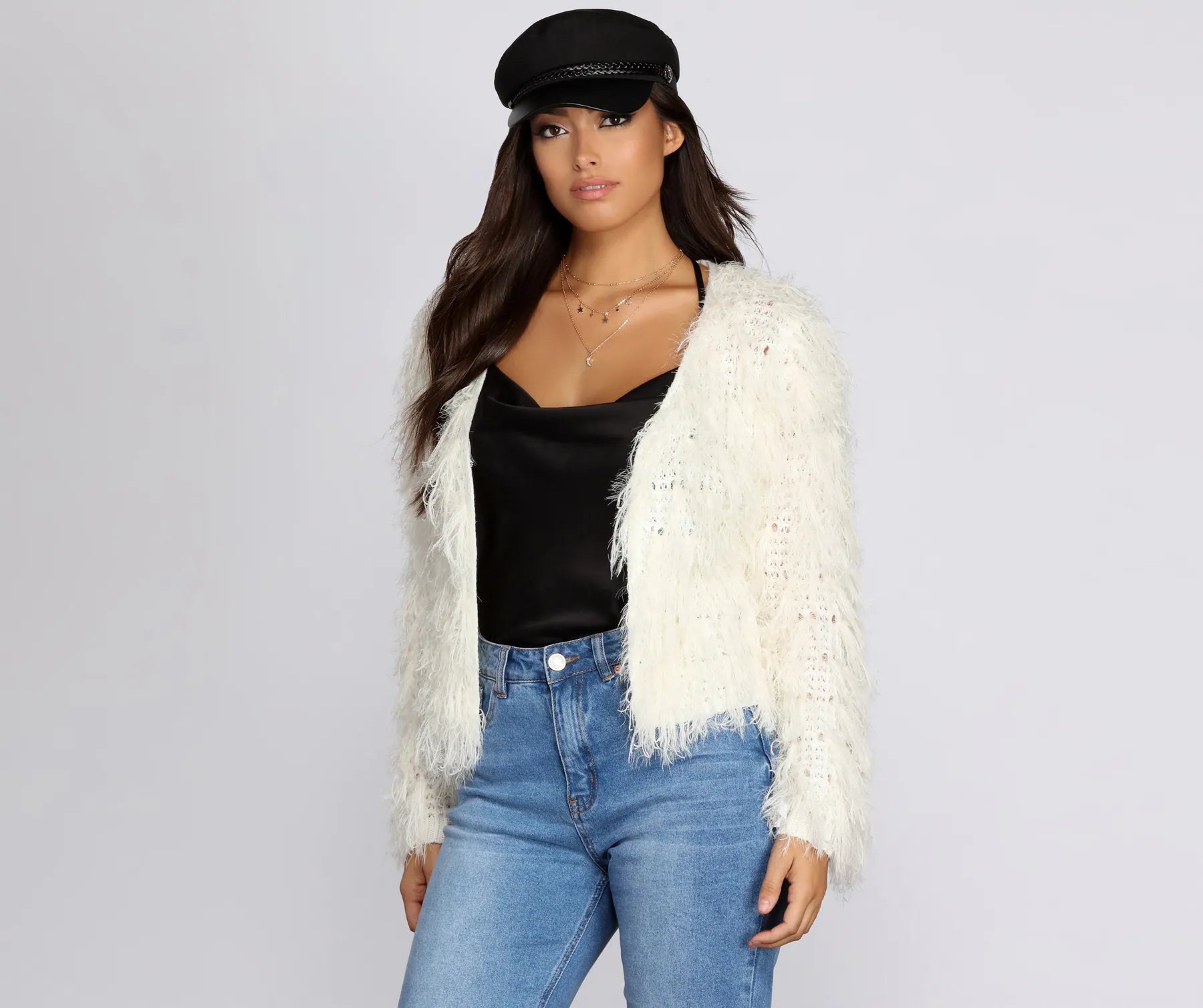 Weekend Specials to Delight Swag in Shag Knit Cardigan