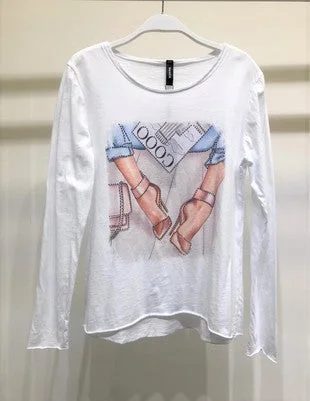 Special Price The Studded Magazine & Heels Long Sleeve Tee