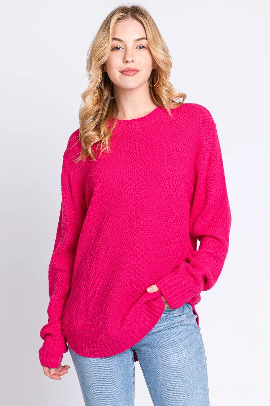 The Best Deal Fuchsia Knit Pullover Sweater