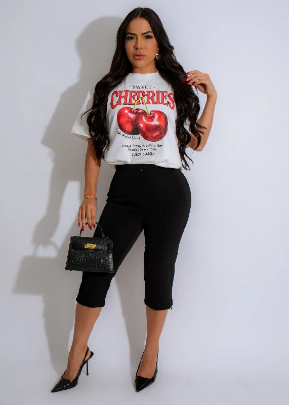 Year-End Clearance Be Your Girl Cherry Long Top White