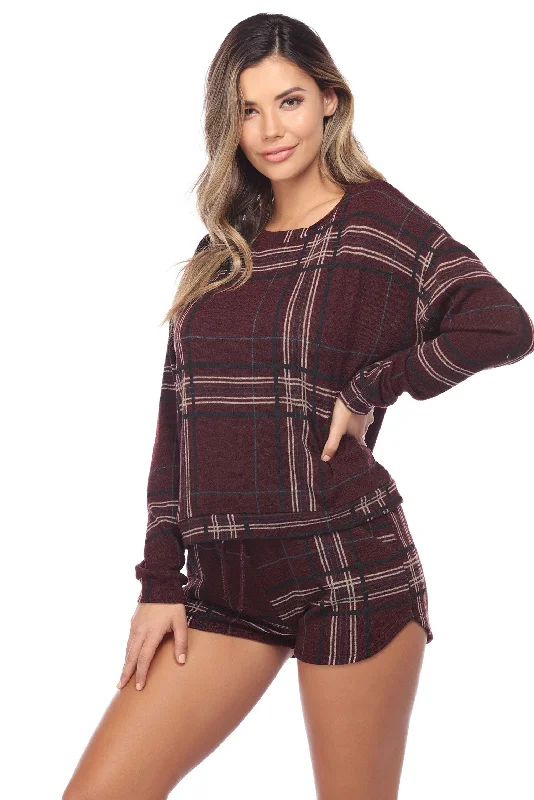 Bargain Alert Plum Plaid Dreams Pull Over Top
