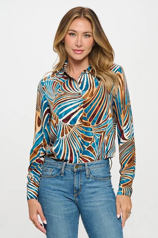 Weekend Deals That Sparkle The OVI Abstract Long Sleeve Blouse