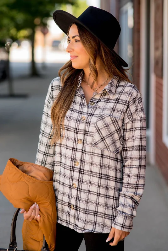 Clearance Sale Black & White Plaid Button Up