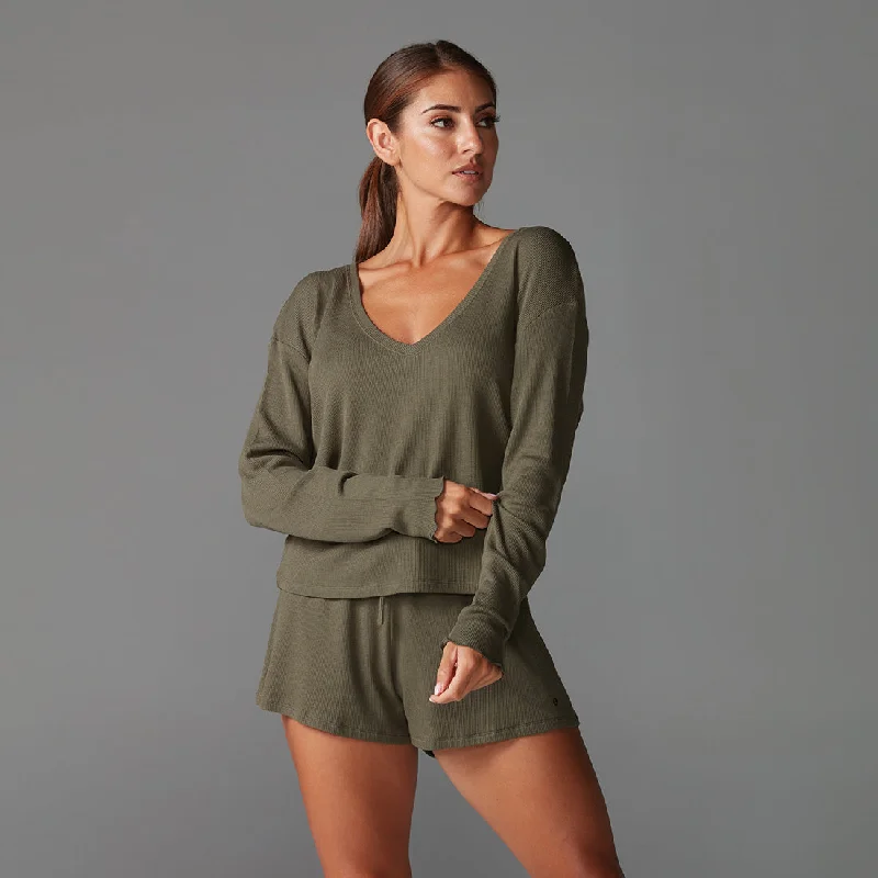 Midnight Madness Lounge Waffle Long Sleeve Top *