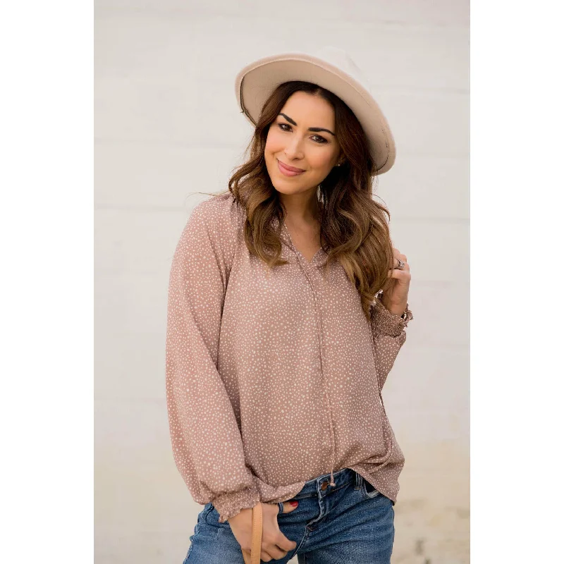 Weekend Deals That Spark Mini Dot Drawstring Blouse