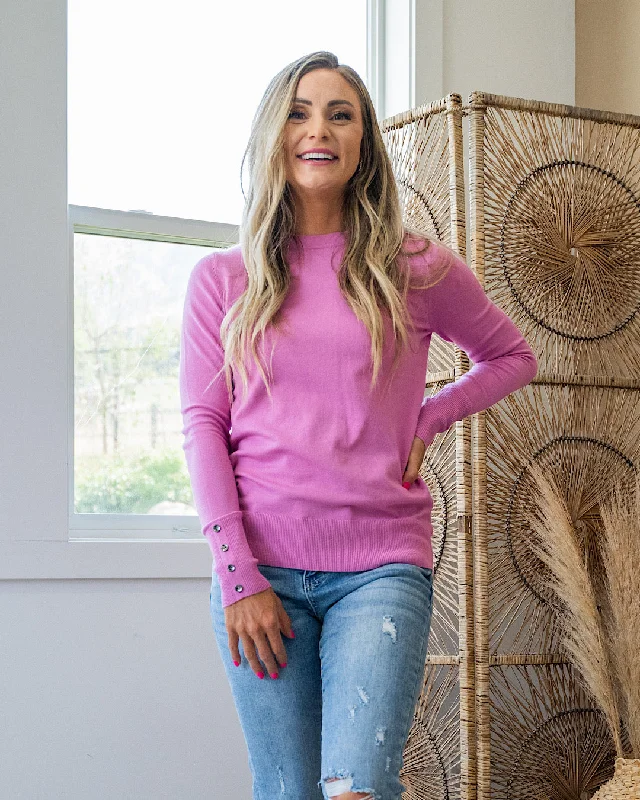 Weekend Special Staci Fine Knit Sweater with Button Detail - Pink