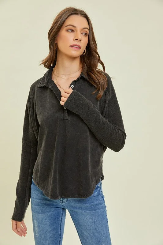 Special Offer Drawing Lines Long Sleeve Top (Black)