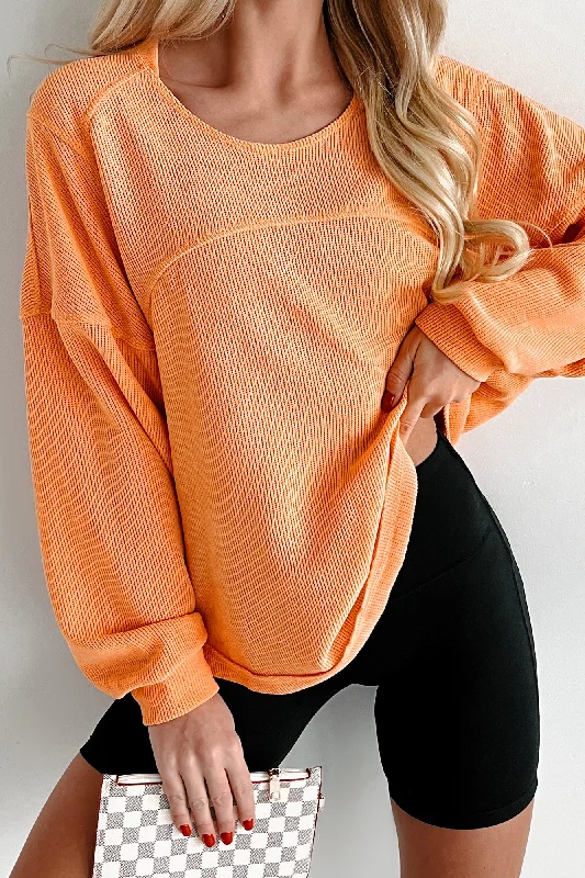 Early Access Split Second Decisions Textured Knit Long Sleeve Top (Mango)