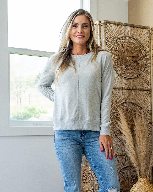Weekend Savings Bonanza NEW! Shaylee Brushed Side Slit Sweater - Heather Gray