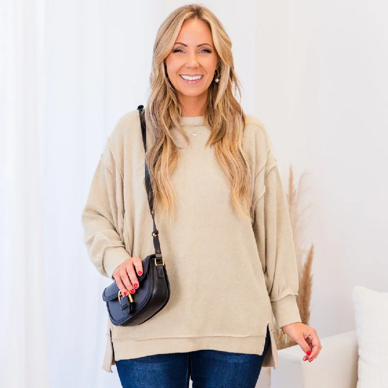 Weekend Savings Bonanza Say Hello Sweater, Light Mocha
