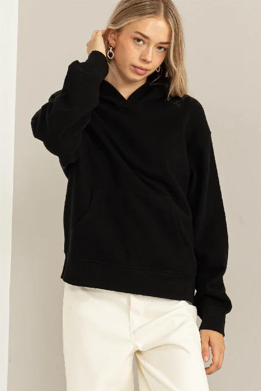 Best Choice Black Front Pocket Hooded Fleece Sweatshirt